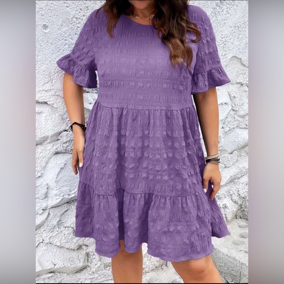 Shein lune plus size women’s solid color simple daily dress purple, size… - Picture 4 of 9